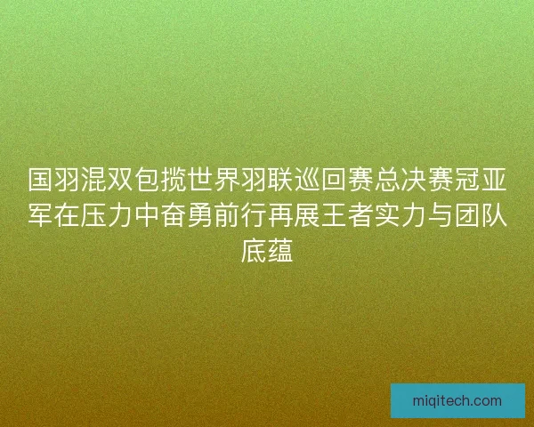 国羽混双包揽世界羽联巡回赛总决赛冠亚军在压力中奋勇前行再展王者实力与团队底蕴